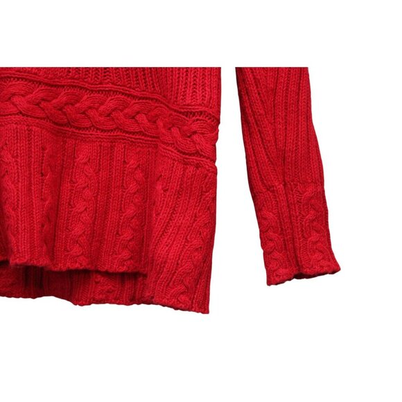 Y2K Old Navy Sweater Size Large Cable Knit Classic Red Angora Lambs Wool Preppy - Picture 5 of 13